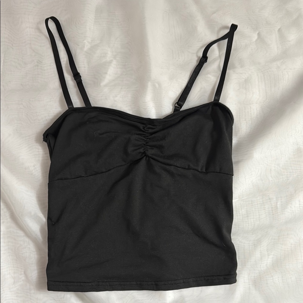 SHEIN Black Ruched Bustier Crop Camisole